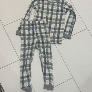 Burt’s bees Plaid Kids Pajamas Set - Blue Gray and White 4T